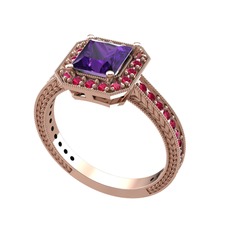 Ametist ve rodolit garnet 8 ayar rose altın yüzük