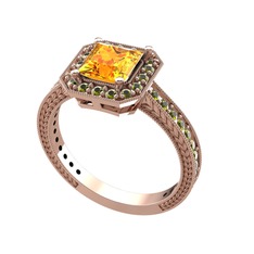 Althea Yüzük - Sitrin ve peridot 14 ayar rose altın yüzük #1742347
