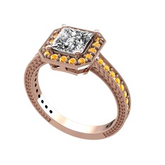Althea Yüzük - Swarovski ve sitrin 925 ayar rose altın kaplama gümüş yüzük #17wrpnb