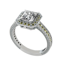 Althea Yüzük - Swarovski ve peridot 8 ayar beyaz altın yüzük #18893l0