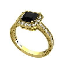 Althea Yüzük - Siyah zirkon ve beyaz zirkon 18 ayar altın yüzük #18upmu1