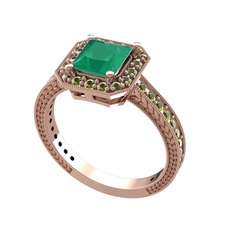 Kök zümrüt ve peridot 925 ayar rose altın kaplama gümüş yüzük