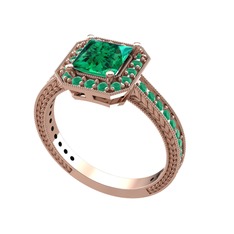Althea Yüzük - Yeşil kuvars ve kök zümrüt 8 ayar rose altın yüzük #19ujhqk