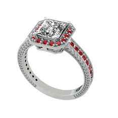 Althea Yüzük - Swarovski ve garnet 14 ayar beyaz altın yüzük #1bfsn4f
