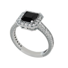 Althea Yüzük - Siyah zirkon ve swarovski 14 ayar beyaz altın yüzük #1c75nf8