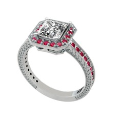 Althea Yüzük - Swarovski ve rodolit garnet 18 ayar beyaz altın yüzük #1cb8aen