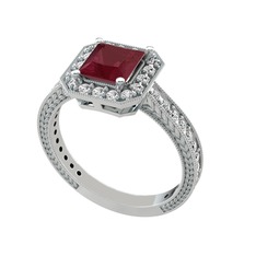 Kök yakut ve swarovski 8 ayar beyaz altın yüzük