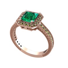 Yeşil kuvars ve peridot 925 ayar rose altın kaplama gümüş yüzük