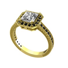 Althea Yüzük - Swarovski ve siyah zirkon 8 ayar altın yüzük #1e9a1fi