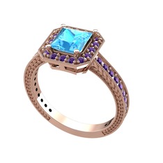Althea Yüzük - Akuamarin ve ametist 8 ayar rose altın yüzük #1eo5fwy