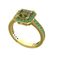 Althea Yüzük - Peridot ve kök zümrüt 18 ayar altın yüzük #1gqfr7j