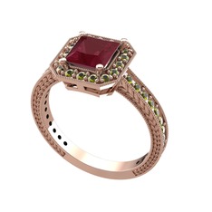 Kök yakut ve peridot 18 ayar rose altın yüzük