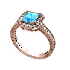 Althea Yüzük - Akuamarin ve swarovski 18 ayar rose altın yüzük #1i4cwaw