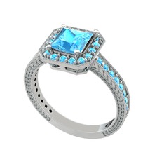 Althea Yüzük - Akuamarin 14 ayar beyaz altın yüzük #1inmv3x