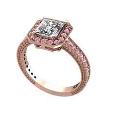 Swarovski ve pembe kuvars 8 ayar rose altın yüzük