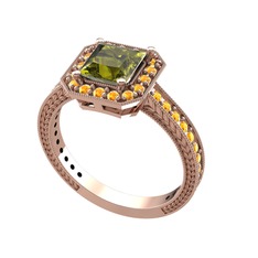 Peridot ve sitrin 925 ayar rose altın kaplama gümüş yüzük