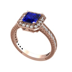 Lab safir ve swarovski 18 ayar rose altın yüzük