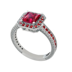 Rodolit garnet ve garnet 8 ayar beyaz altın yüzük