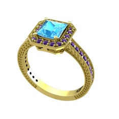 Althea Yüzük - Akuamarin ve ametist 925 ayar altın kaplama gümüş yüzük #1q4thjw