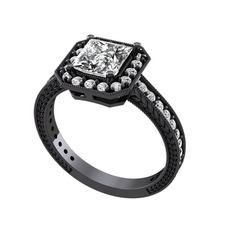 Althea Yüzük - Swarovski 925 ayar siyah rodyum kaplama gümüş yüzük #1qoocin