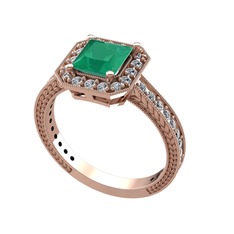 Althea Yüzük - Kök zümrüt ve pırlanta 14 ayar rose altın yüzük (0.484 karat) #1rvckg0
