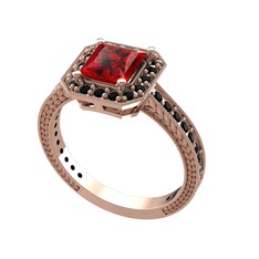 Althea Yüzük - Garnet ve siyah zirkon 925 ayar rose altın kaplama gümüş yüzük #1singxa