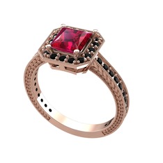 Althea Yüzük - Rodolit garnet ve siyah zirkon 8 ayar rose altın yüzük #1skpbgx