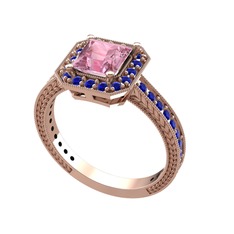Althea Yüzük - Pembe kuvars ve lab safir 8 ayar rose altın yüzük #1tl0d7q