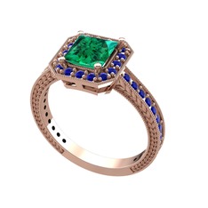 Althea Yüzük - Yeşil kuvars ve lab safir 8 ayar rose altın yüzük #1v2cu1d