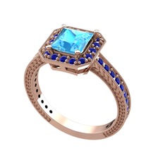Althea Yüzük - Akuamarin ve lab safir 8 ayar rose altın yüzük #1vjg3sm
