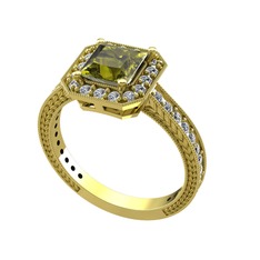 Althea Yüzük - Peridot ve pırlanta 14 ayar altın yüzük (0.484 karat) #1xgxla