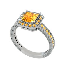 Althea Yüzük - Sitrin 8 ayar beyaz altın yüzük #1ygeamg