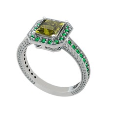 Peridot ve yeşil kuvars 925 ayar gümüş yüzük