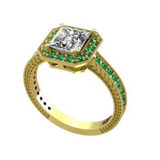 Swarovski ve yeşil kuvars 18 ayar altın yüzük
