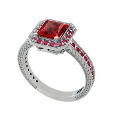 Garnet ve rodolit garnet 8 ayar beyaz altın yüzük
