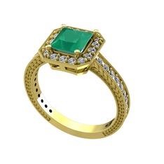 Althea Yüzük - Kök zümrüt ve pırlanta 14 ayar altın yüzük (0.484 karat) #491nzp
