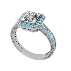 Althea Yüzük - Swarovski ve akuamarin 18 ayar beyaz altın yüzük #4q94qv