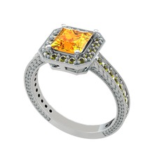 Sitrin ve peridot 925 ayar gümüş yüzük