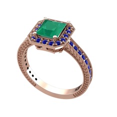 Althea Yüzük - Kök zümrüt ve lab safir 925 ayar rose altın kaplama gümüş yüzük #86sftr