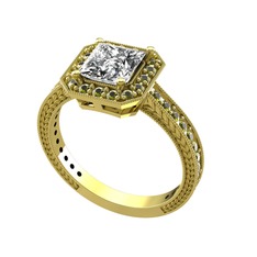 Althea Yüzük - Swarovski ve peridot 18 ayar altın yüzük #a40xz