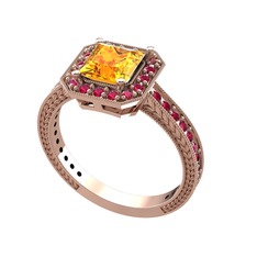 Althea Yüzük - Sitrin ve rodolit garnet 925 ayar rose altın kaplama gümüş yüzük #a7rcjp