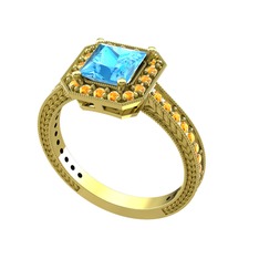 Althea Yüzük - Akuamarin ve sitrin 18 ayar altın yüzük #c8lkup