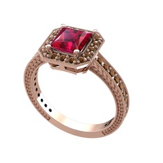 Rodolit garnet ve dumanlı kuvars 925 ayar rose altın kaplama gümüş yüzük