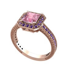 Althea Yüzük - Pembe kuvars ve ametist 14 ayar rose altın yüzük #fhgnfl