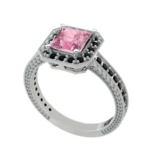 Althea Yüzük - Pembe kuvars ve siyah zirkon 925 ayar gümüş yüzük #h6fepk