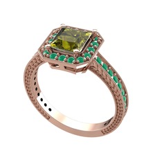 Althea Yüzük - Peridot ve kök zümrüt 925 ayar rose altın kaplama gümüş yüzük #hy2erd