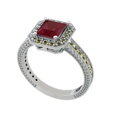 Althea Yüzük - Kök yakut ve peridot 925 ayar gümüş yüzük #i2gwyf