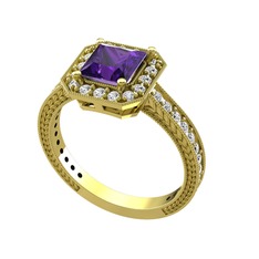 Althea Yüzük - Ametist ve swarovski 925 ayar altın kaplama gümüş yüzük #iihrsu