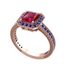Althea Yüzük - Rodolit garnet ve lab safir 925 ayar rose altın kaplama gümüş yüzük #j0gh8u