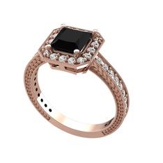 Althea Yüzük - Siyah zirkon ve swarovski 8 ayar rose altın yüzük #j3kc81